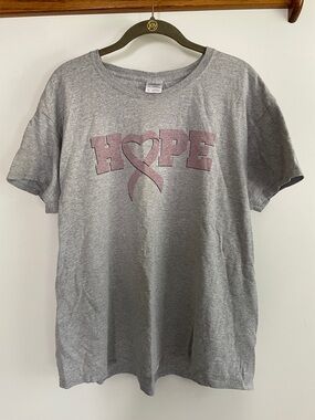 Breast cancer awareness Gildan Ultra Cotton Crewneck Tee - Heather Gray